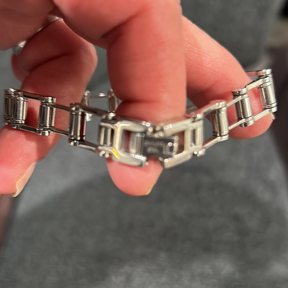Polished Stainless Steel Bike Chain Link Bracelet - Picture 7 of 14